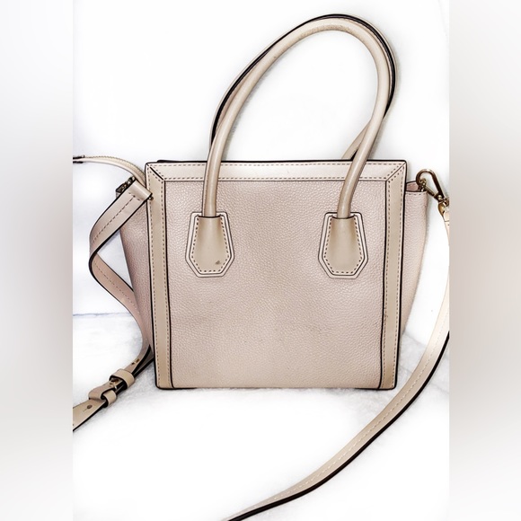 Michael Kors Crossbody Handbag Taupe Leather Basket Weave Bag - Picture 4 of 8